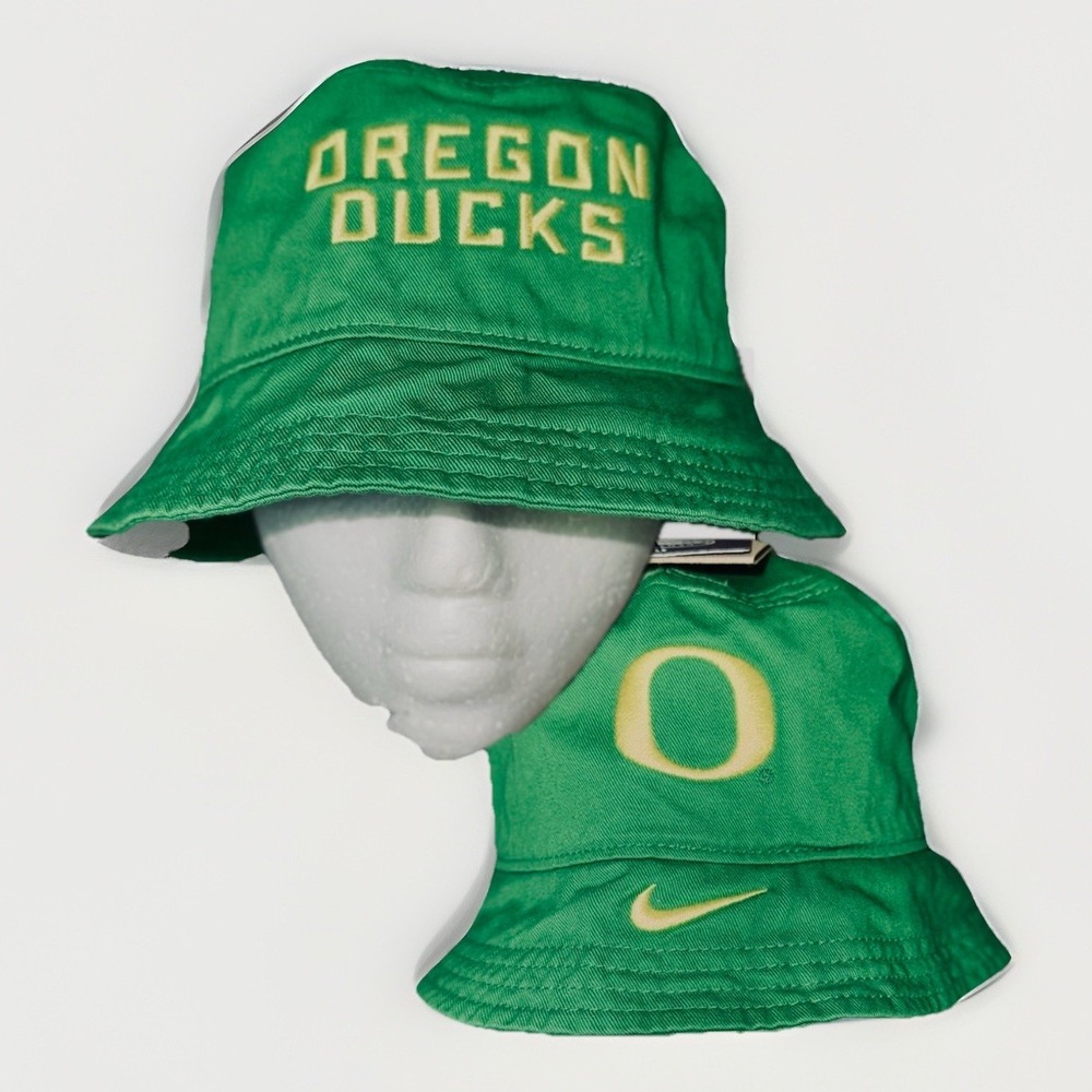 NWT Nike Oregon Ducks Reversible Bucket Sun Hat Green Yellow Two Sided Large New